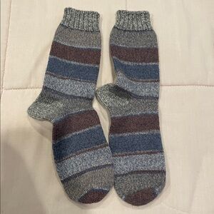 Hand knitted multi color women socks